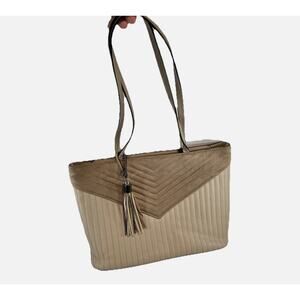 Sondra Roberts Squared Purse Handbag Brown Handles Tote Suede 13x9x4